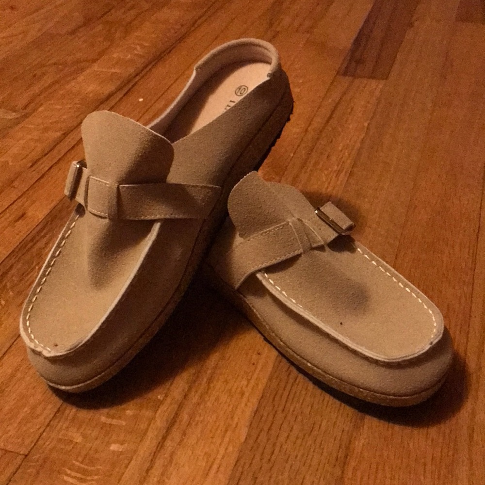 Faux Suede Taupe Mules